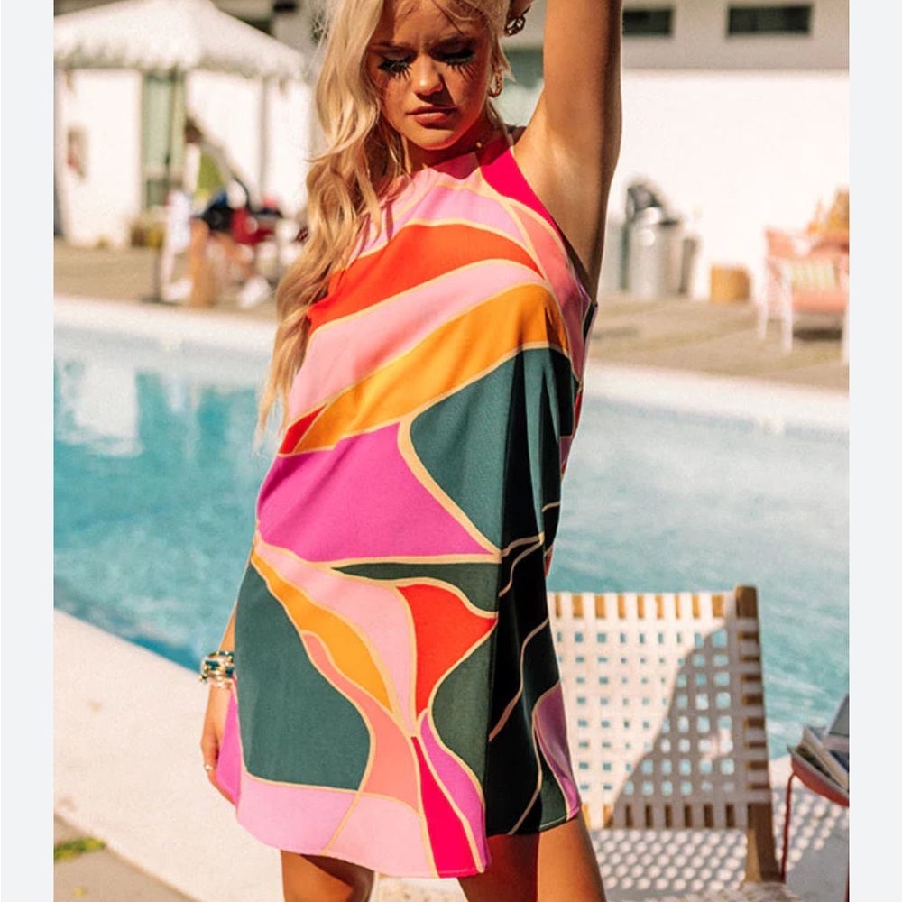 Tyche Multicolor Abstract Dress size Medium